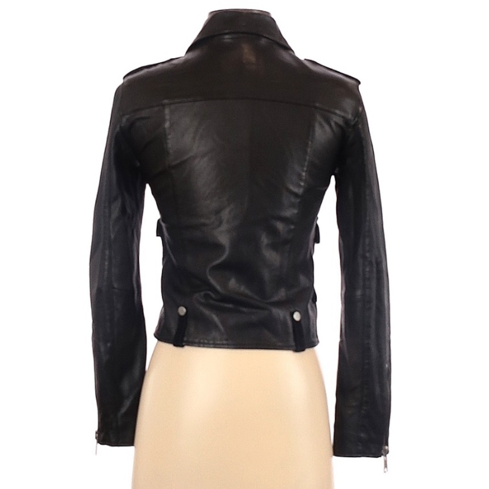 Allsaints Leather drew Biker Jacket moto 0 US - Picture 3 of 3